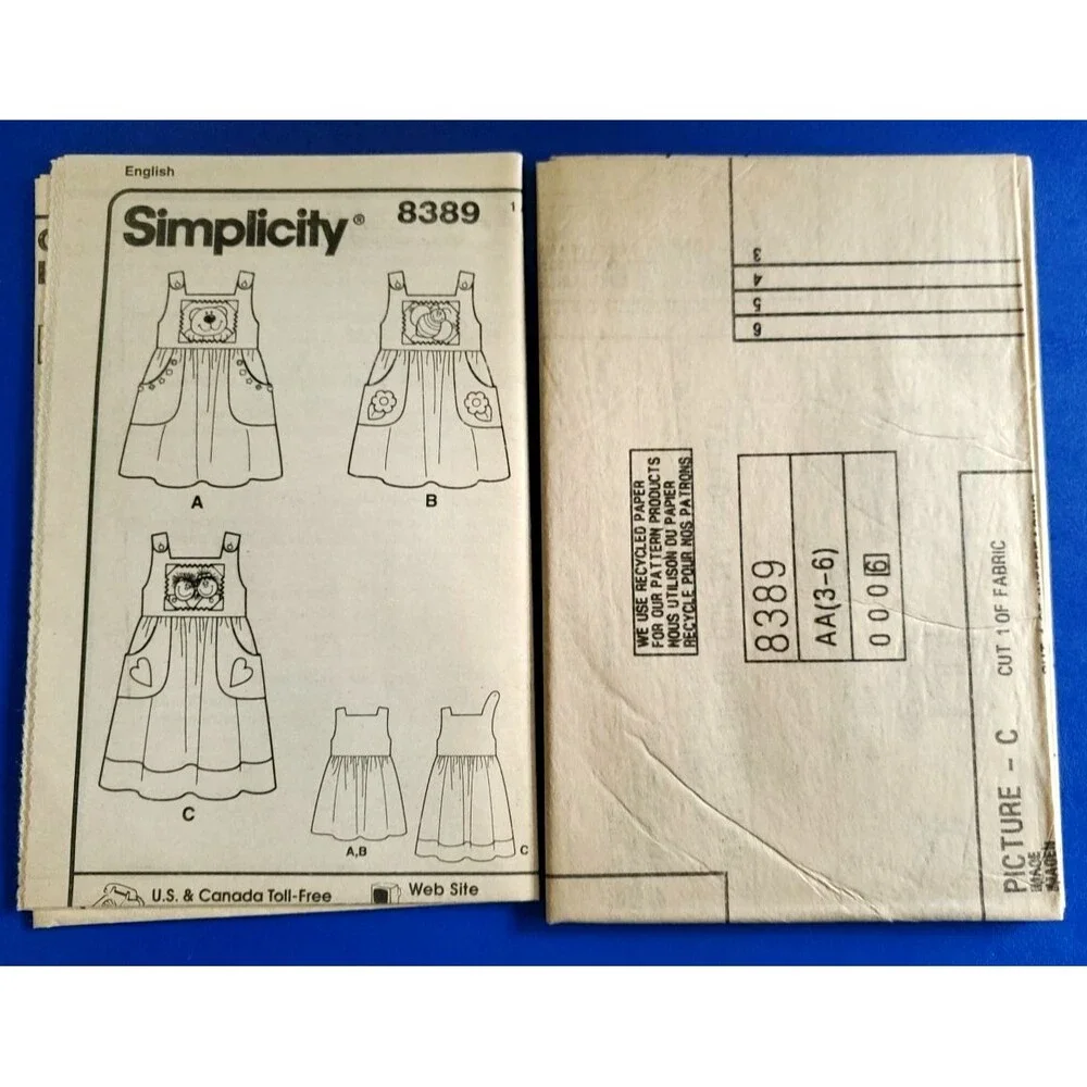 Vintage SIMPLICITY 8389 Kenna & Donna Designs Child Jumper Size 3-4-5-6 UNCUT